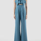Octave light royal blue jumpsuit with scalloped bow and cutout