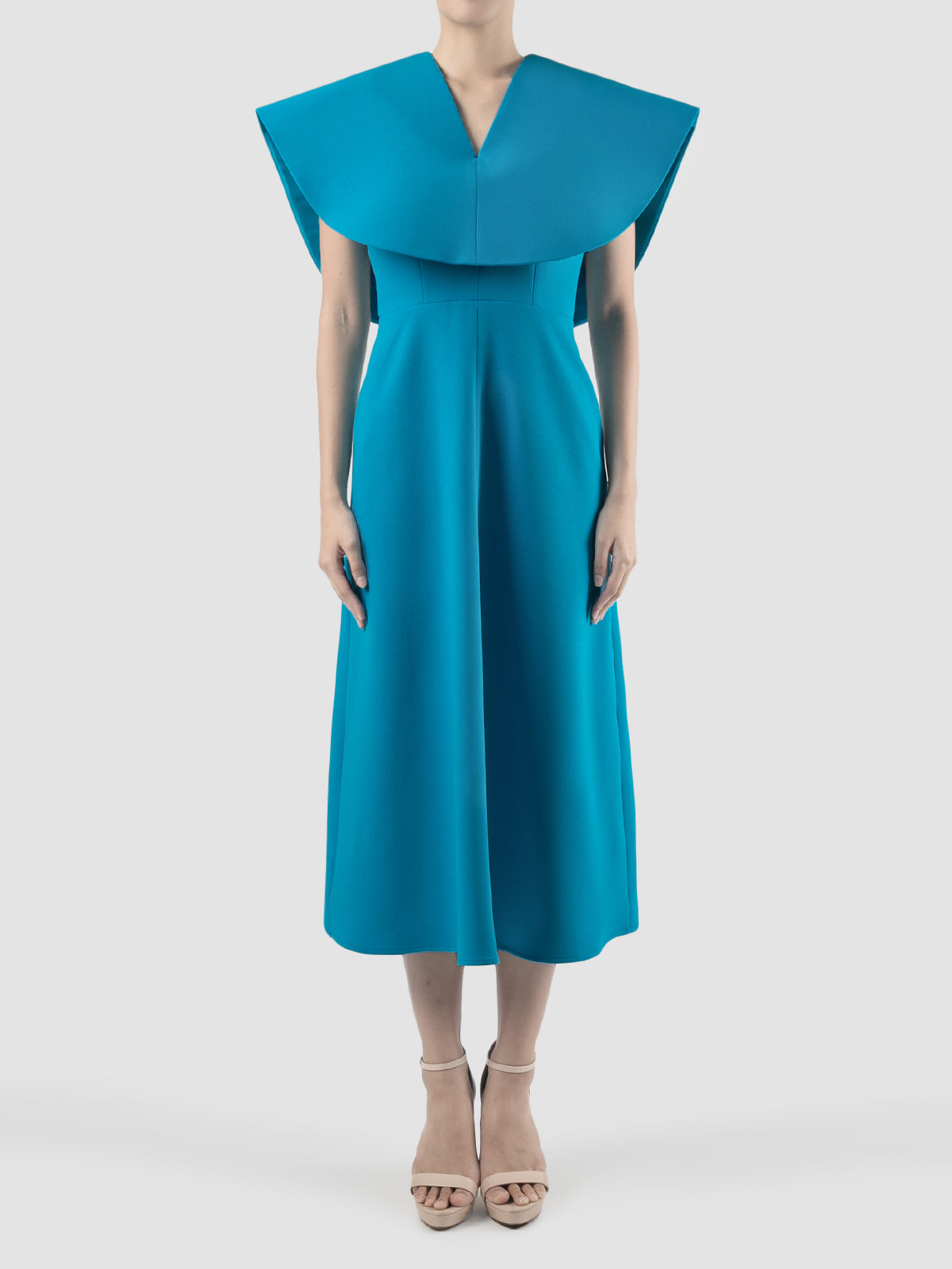 Conductor cyan blue midi-dress – PILLAR
