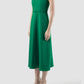 Melody fern green midi dress with scalloped neckline