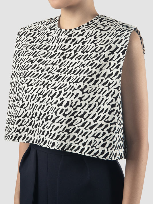 Black Perch full-printed cropped blouse