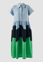 Tambourine blizzard blue short-sleeved tiered maxi dress