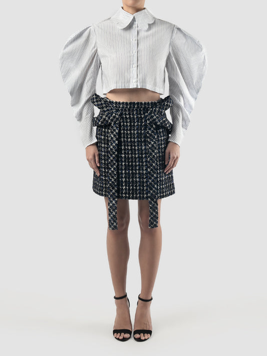 Blue-white Whiting cropped shirt