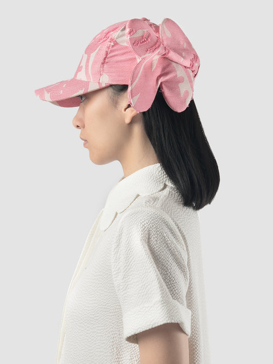 Blossom pink Tone cap with scalloped bow