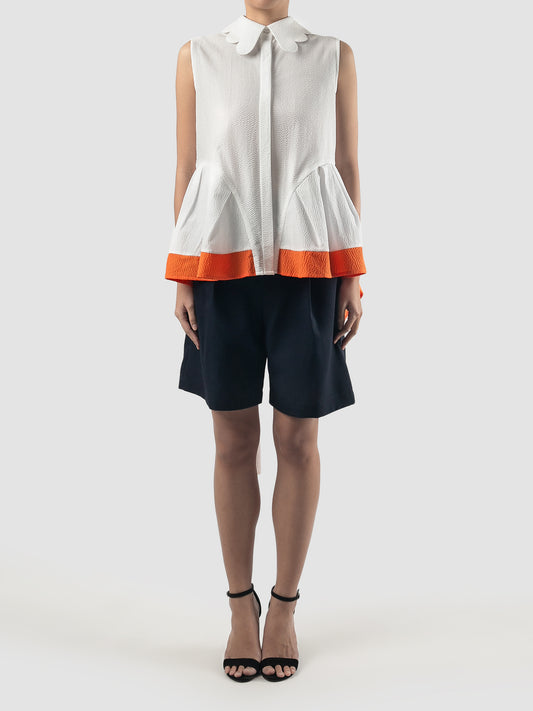 White Blenny shirt with orange hemline