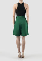 Mineral green Sharp pleated short pants