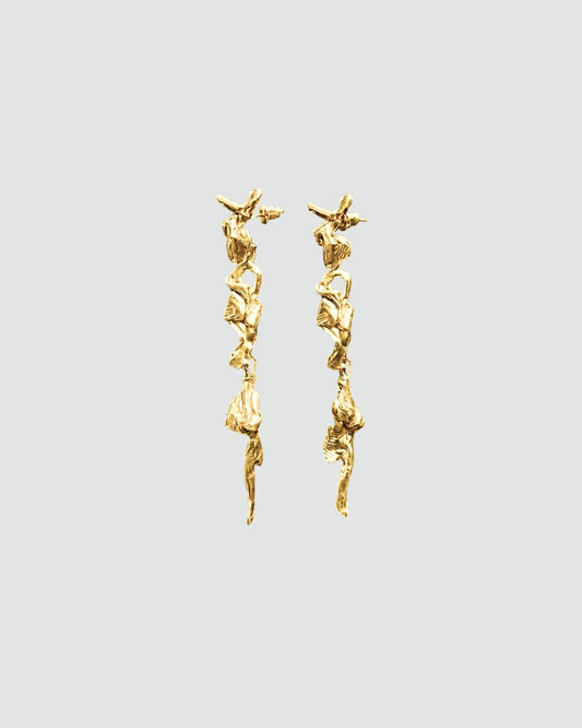 Gold Melt Long Modular Earrings
