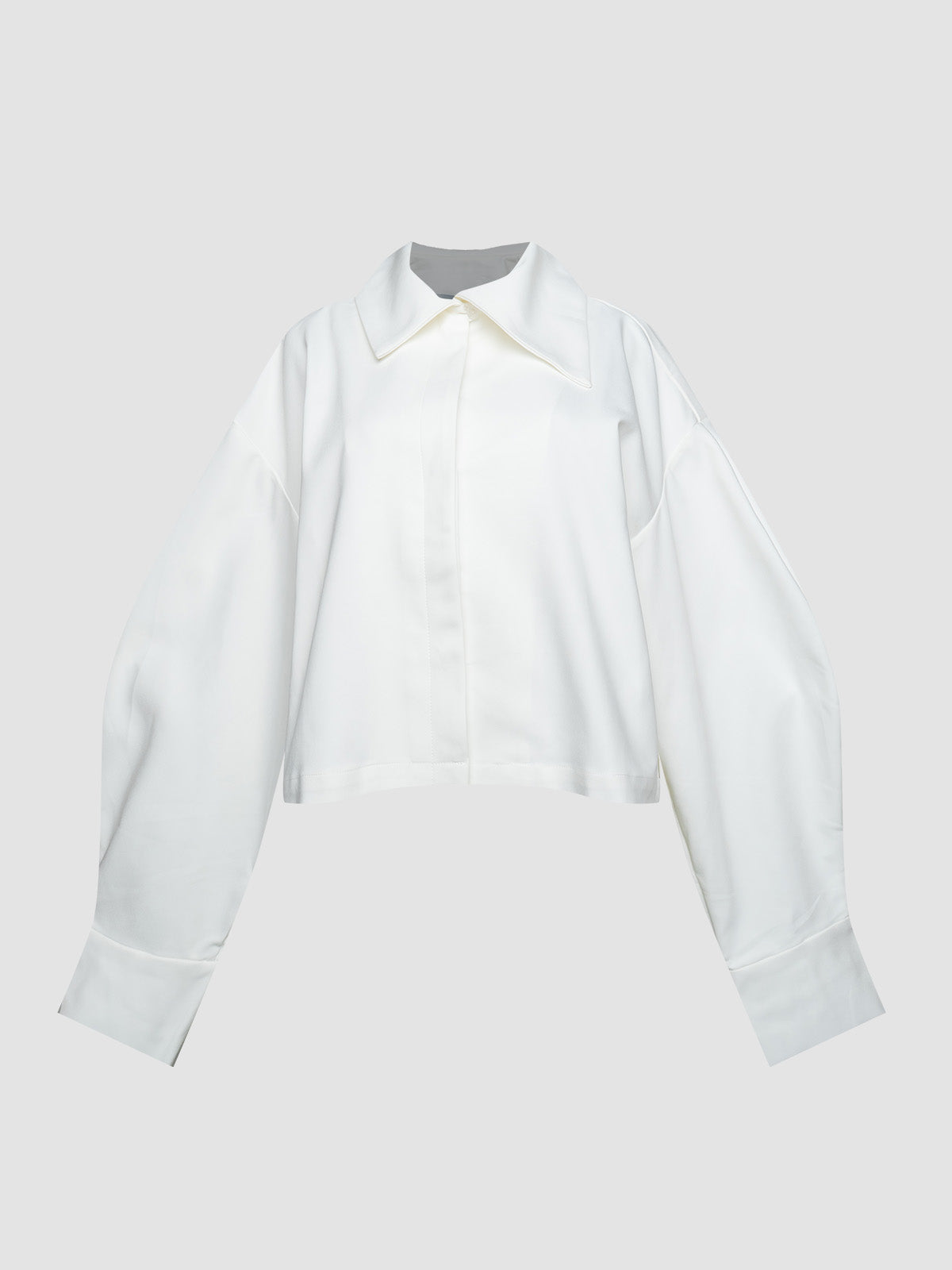 White Oversized Asymmetrical Collar Shirt