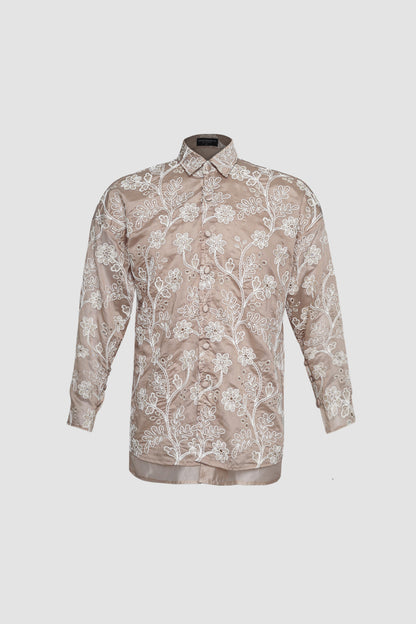 Cream Embroidery Shirt