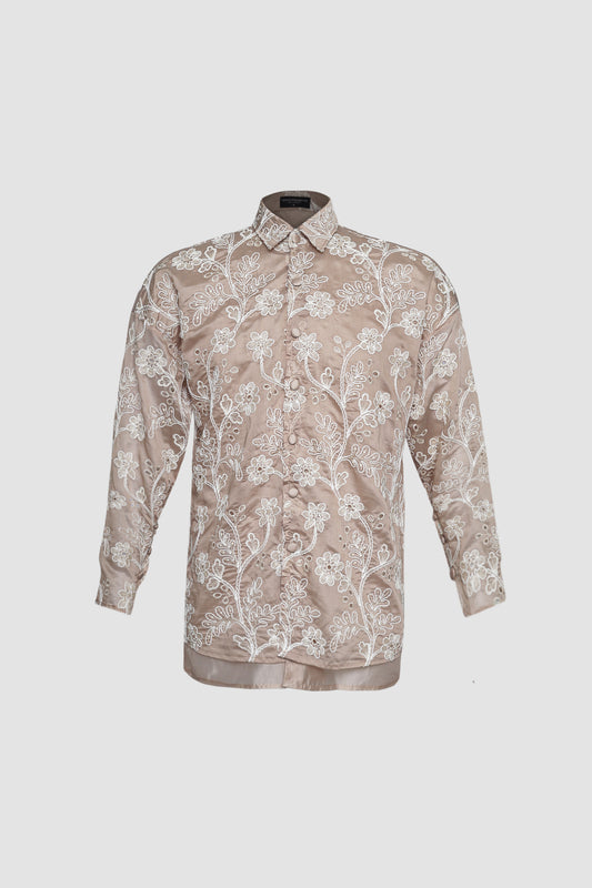 Cream Embroidery Shirt