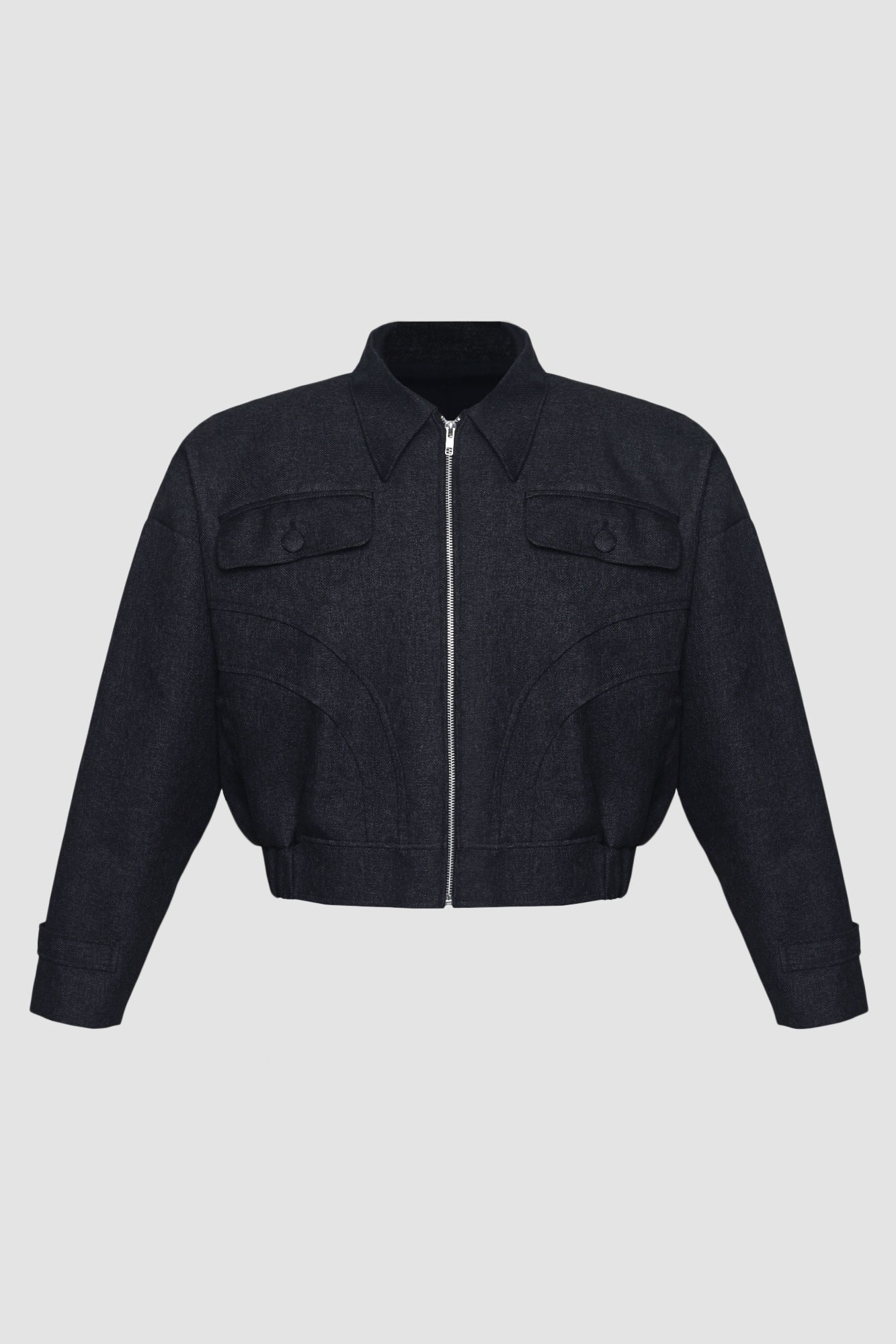 Dark Blue Silhouette Semi Crop Jacket