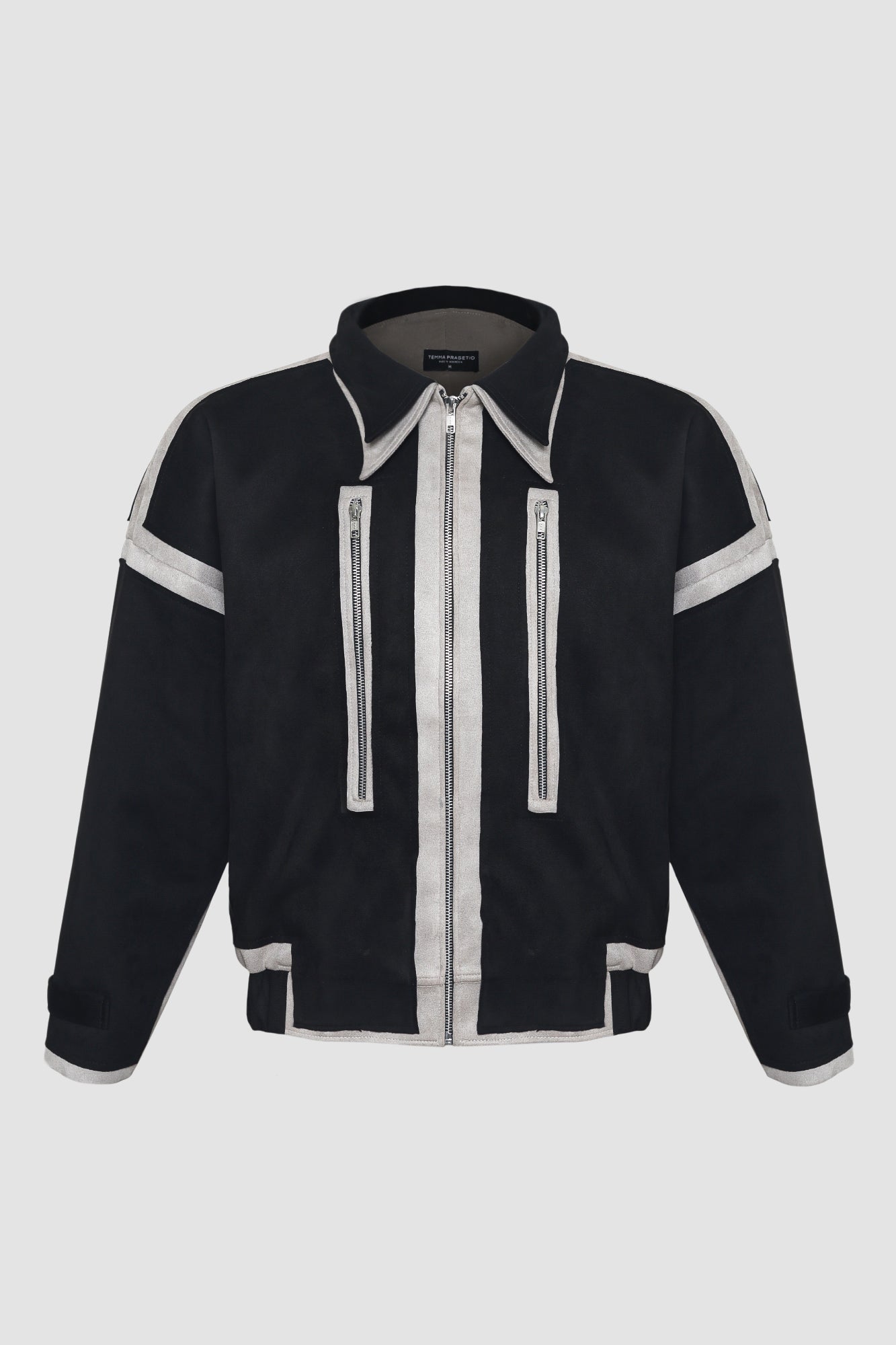 Black Grey Patchwork Suede Jacket