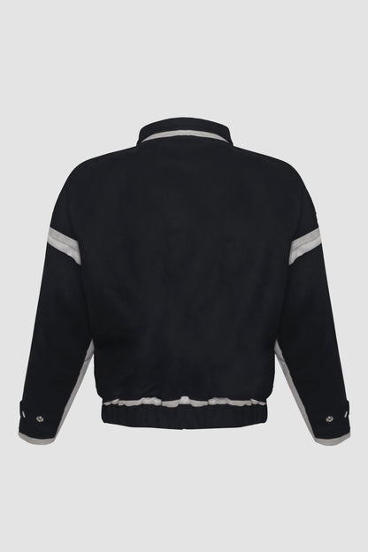 Black Grey Patchwork Suede Jacket