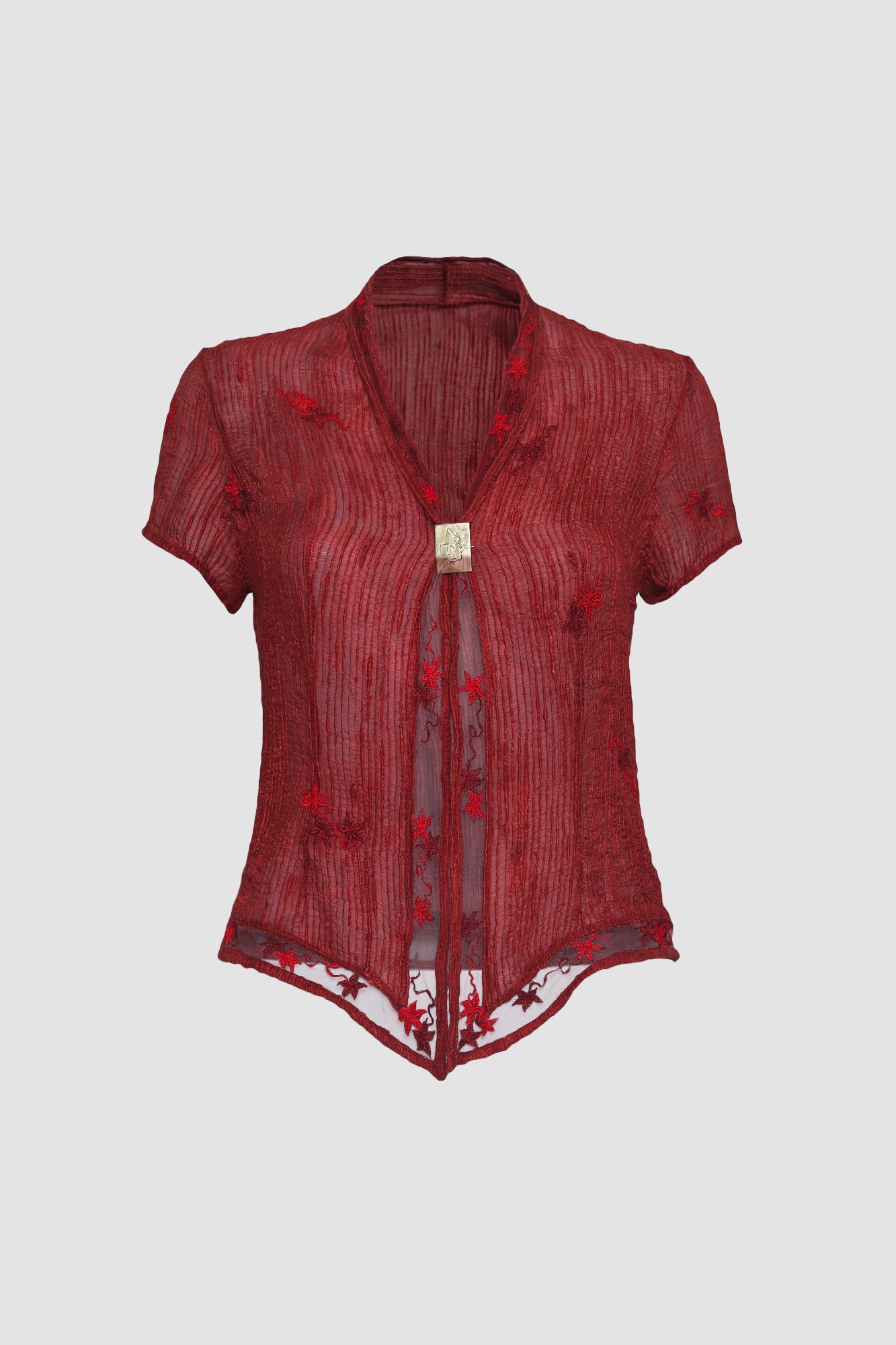 Red Cap-sleeved Kebaya Encim