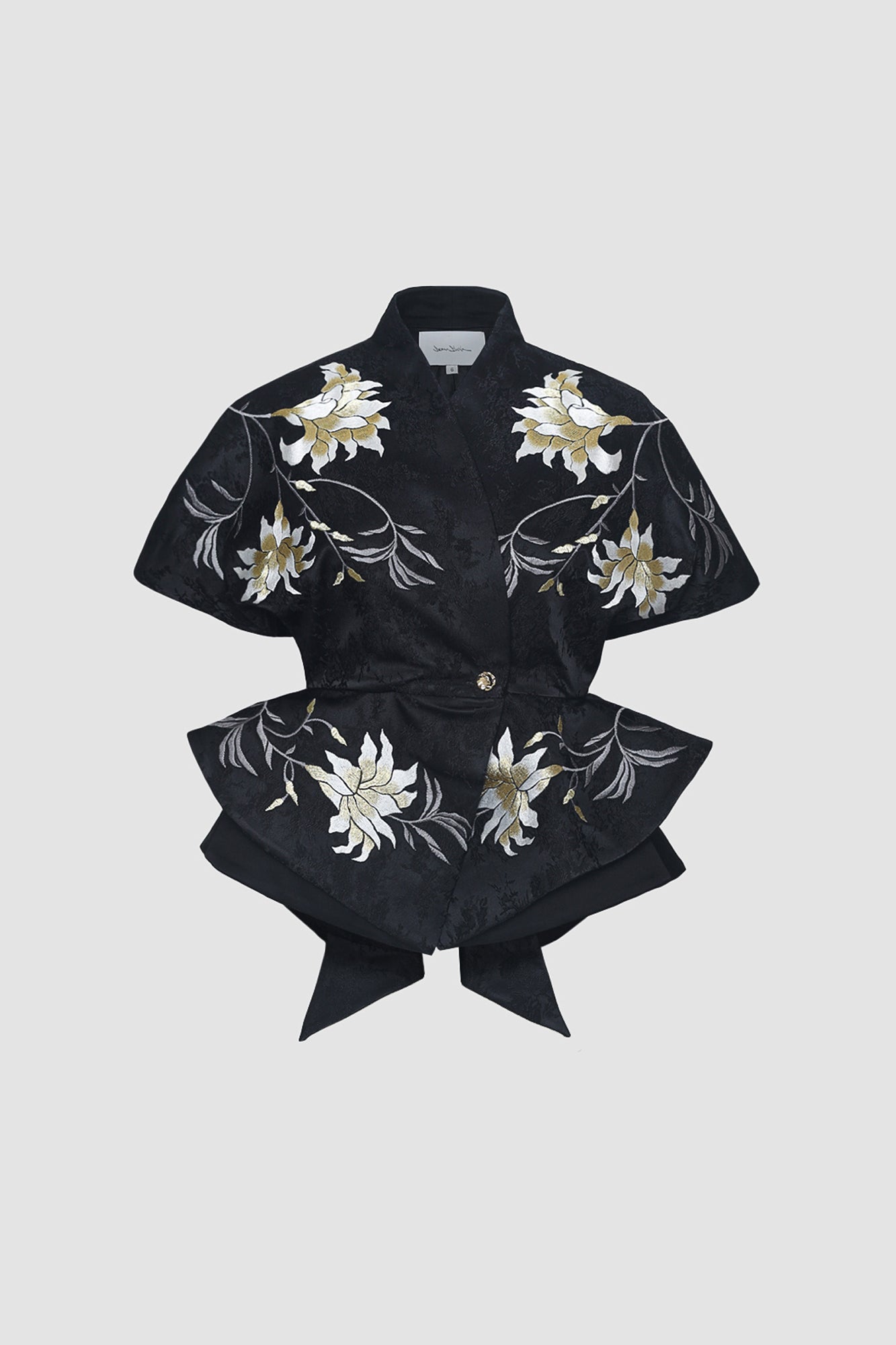 Black Signature Embroidered Kimono