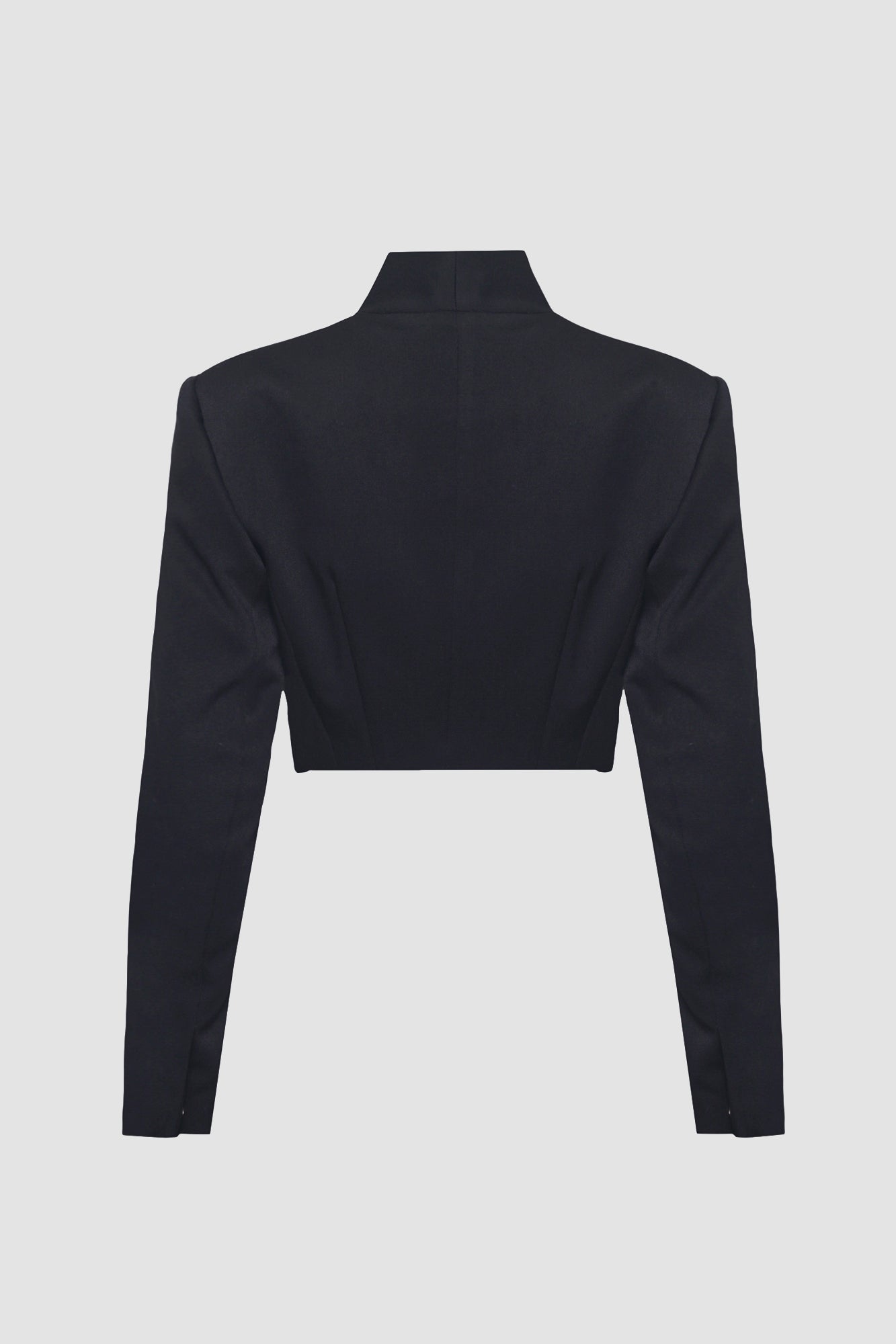 Black Collarless Women's Cropped Jacket