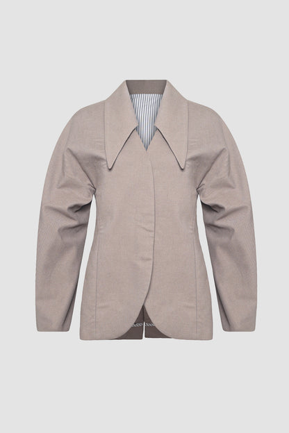 Ash Brown Wooly Structured Jacket