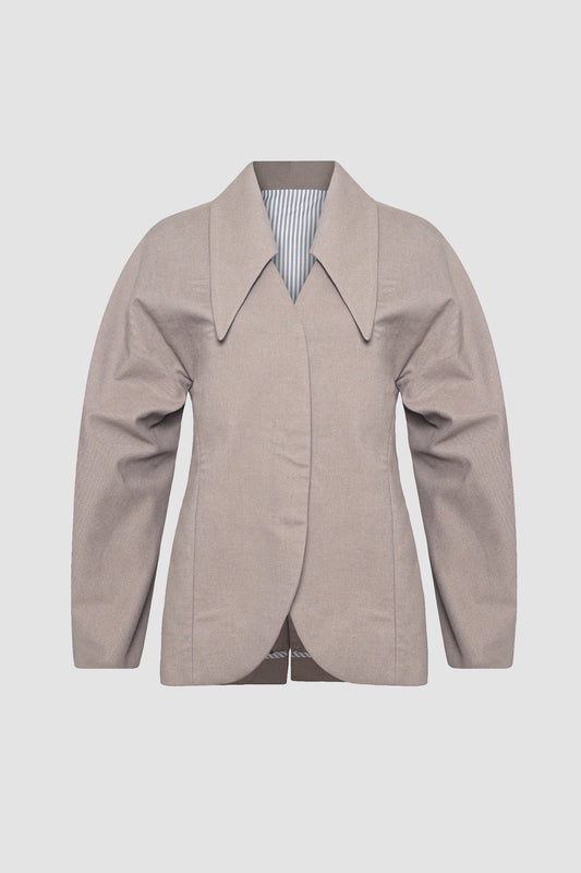 Ash Brown Wooly Structured Jacket