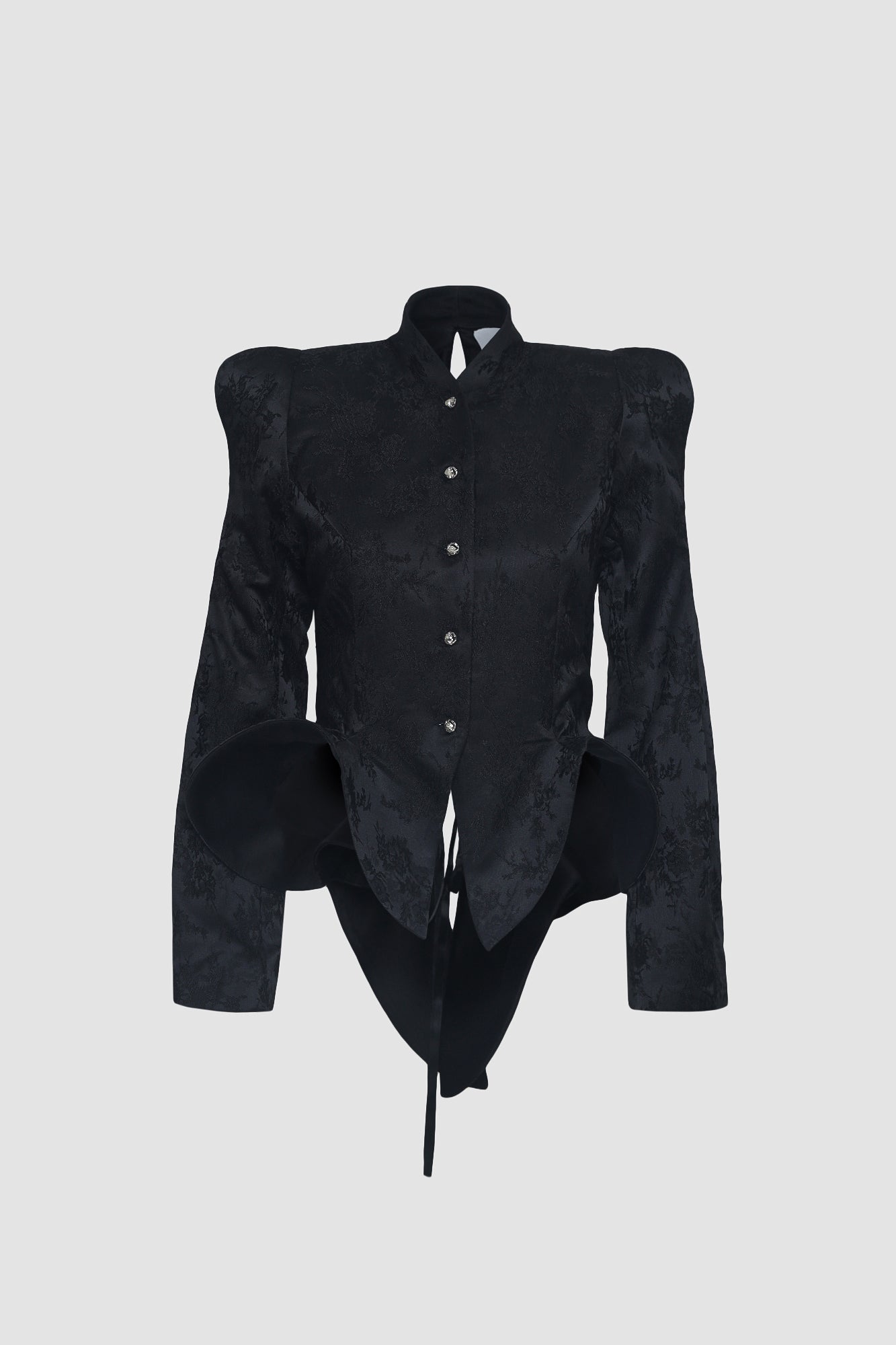Black Beskap Jacket with Unfinished Hems