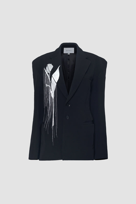Black Embroidered Tailored Jacket