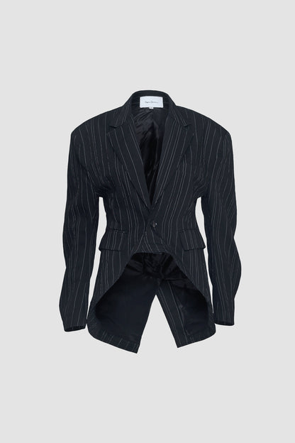 Charcoal Hunched Pinstripe Jacket
