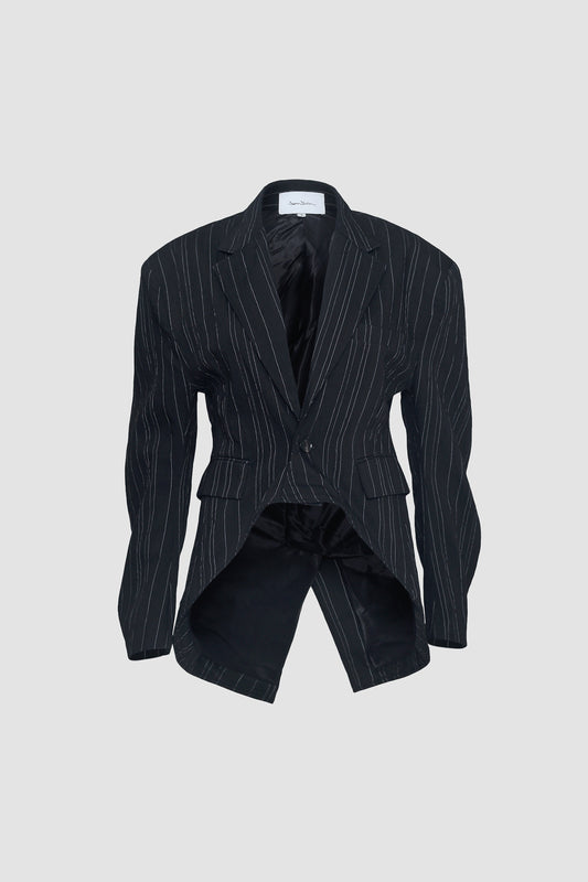 Charcoal Hunched Pinstripe Jacket