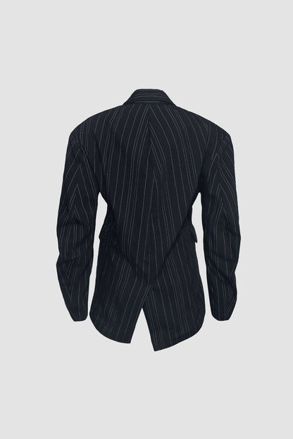 Charcoal Hunched Pinstripe Jacket