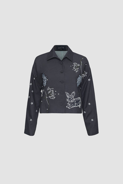 Gray Embroidered Jacket