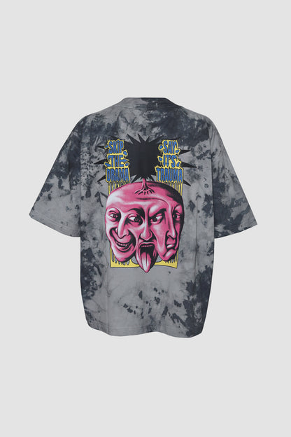 Grey/Black Two Stitches Tie Dye T-shirt
