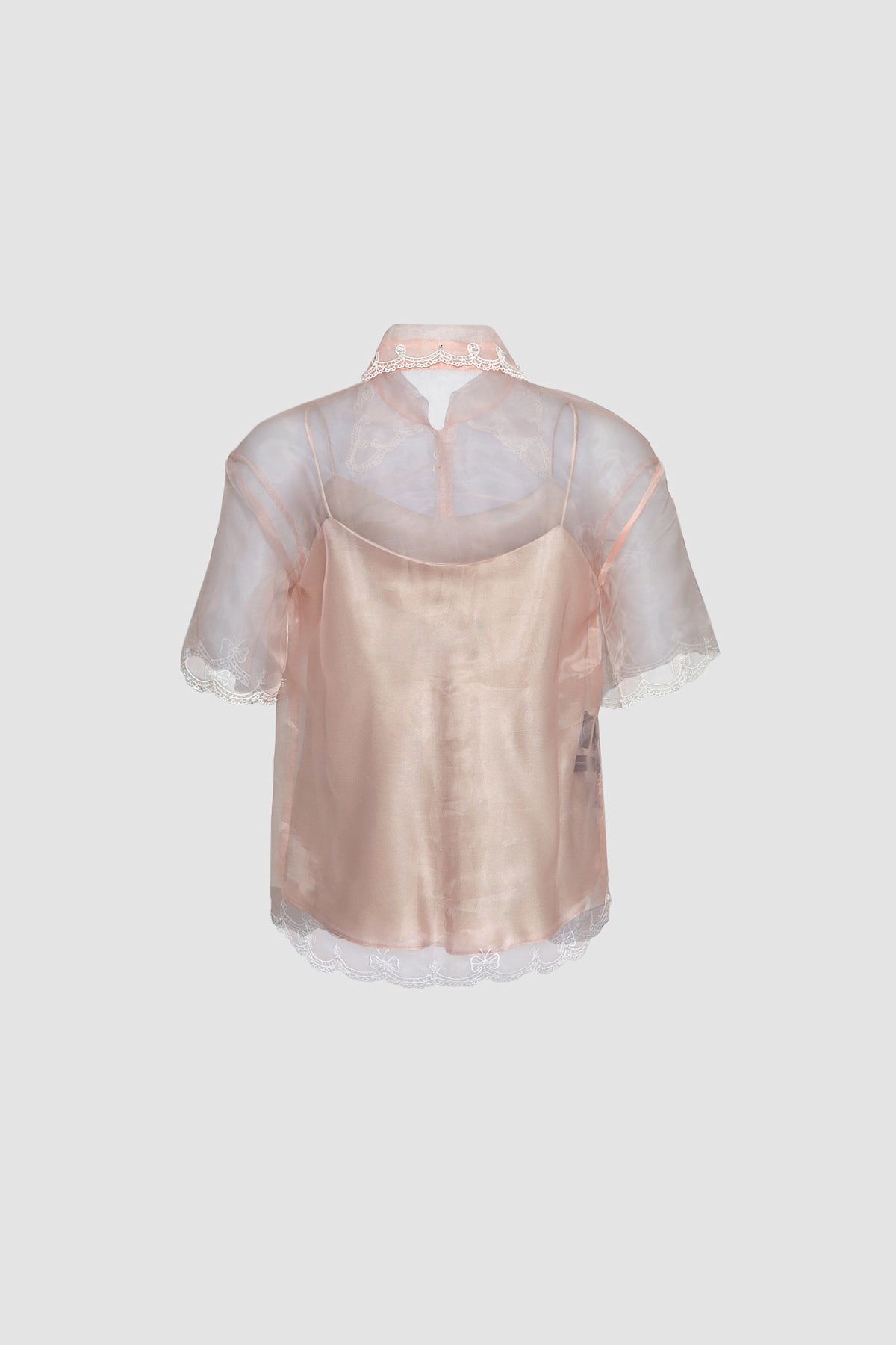 Salmon Pink Sheer Shirt