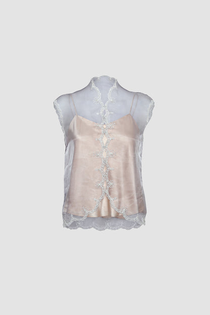 Purple Sleeveless Sheer Shirt