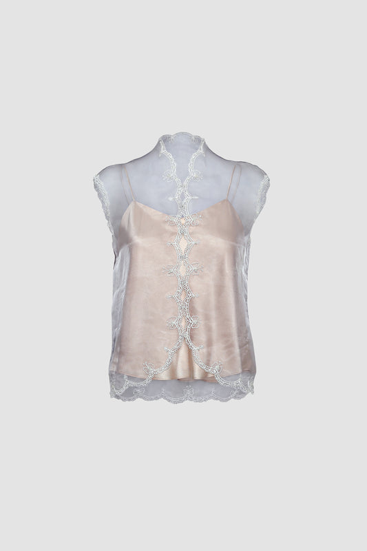 Purple Sleeveless Sheer Shirt