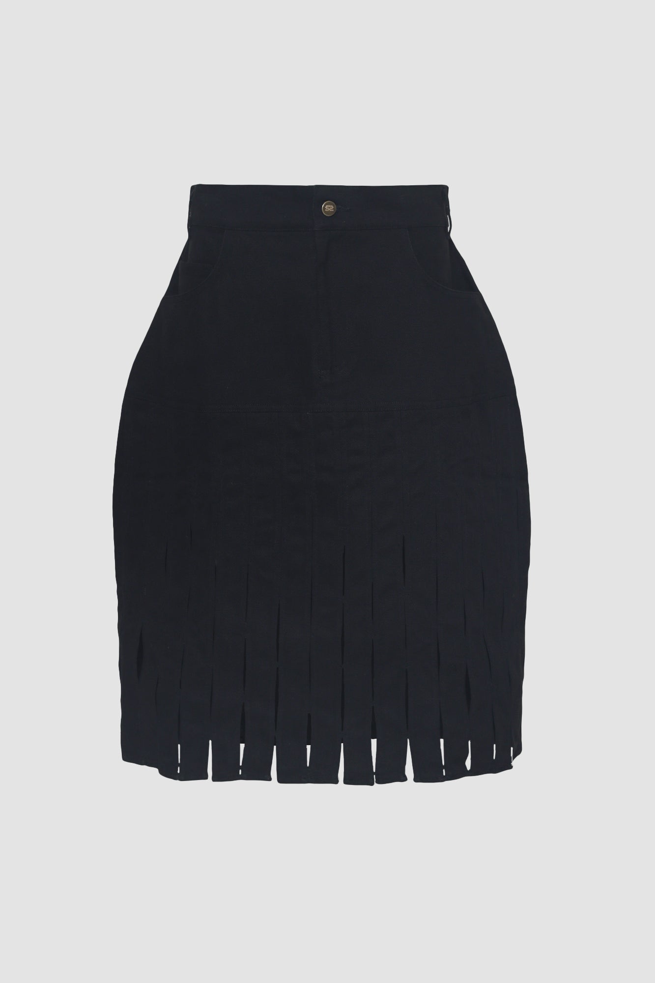 Black Halfway Denim Skirt