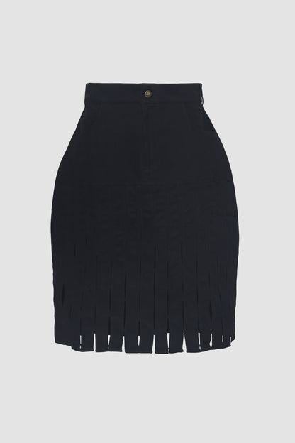 Black Halfway Denim Skirt
