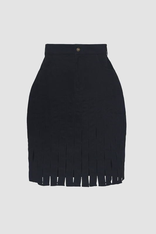 Black Halfway Denim Skirt