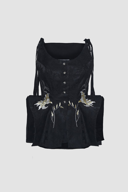 Black Signature Embroidered Tank Top