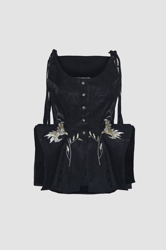 Black Signature Embroidered Tank Top