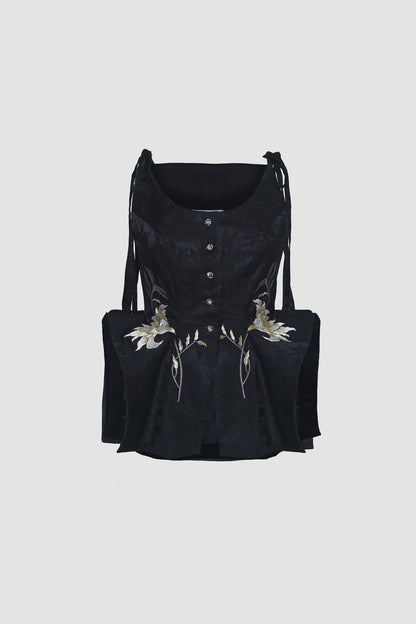 Black Signature Embroidered Tank Top