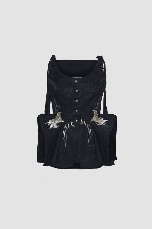 Black Signature Embroidered Tank Top