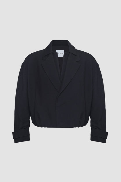 Black Double Collar Cropped Jacket