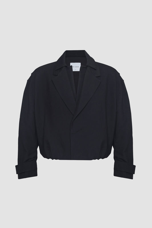 Black Double Collar Cropped Jacket