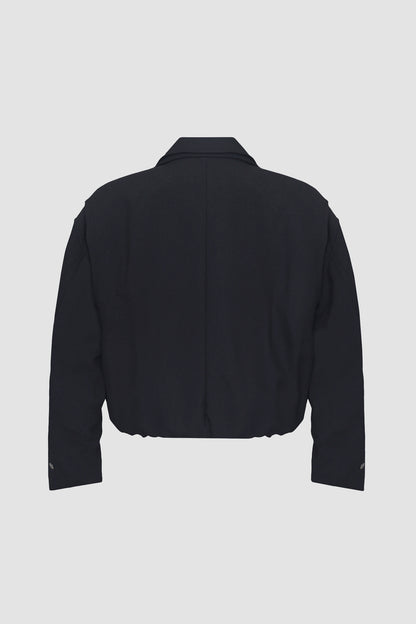 Black Double Collar Cropped Jacket