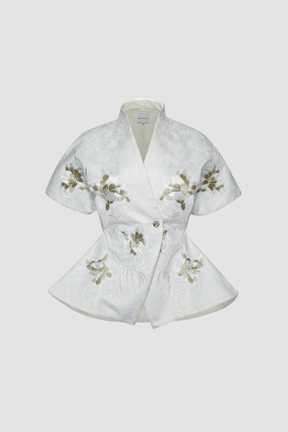 White Signature Embroidered Kimono