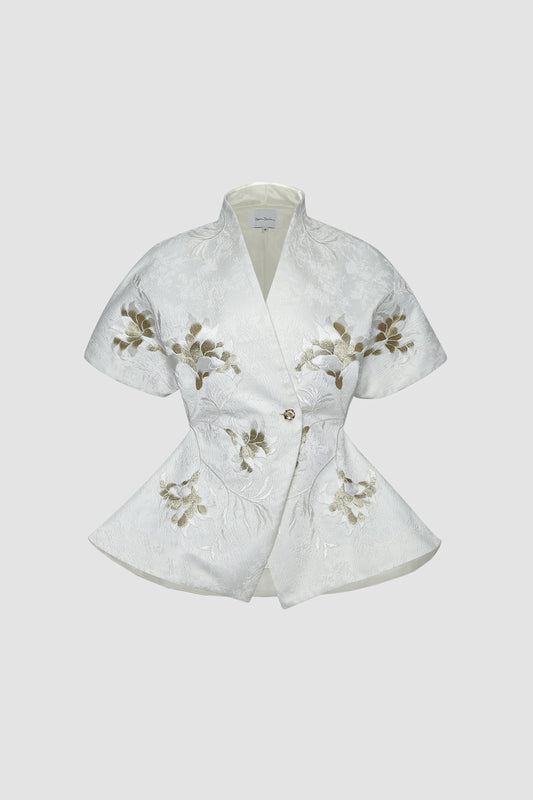 White Signature Embroidered Kimono