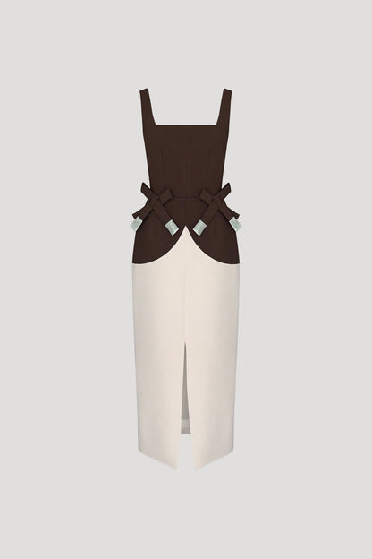 Coffee Brown & Bone White Shika Dress
