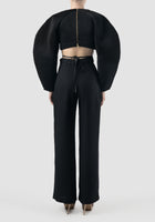 Black neoprene sweater with raglan sleeves