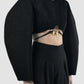 Black neoprene sweater with raglan sleeves