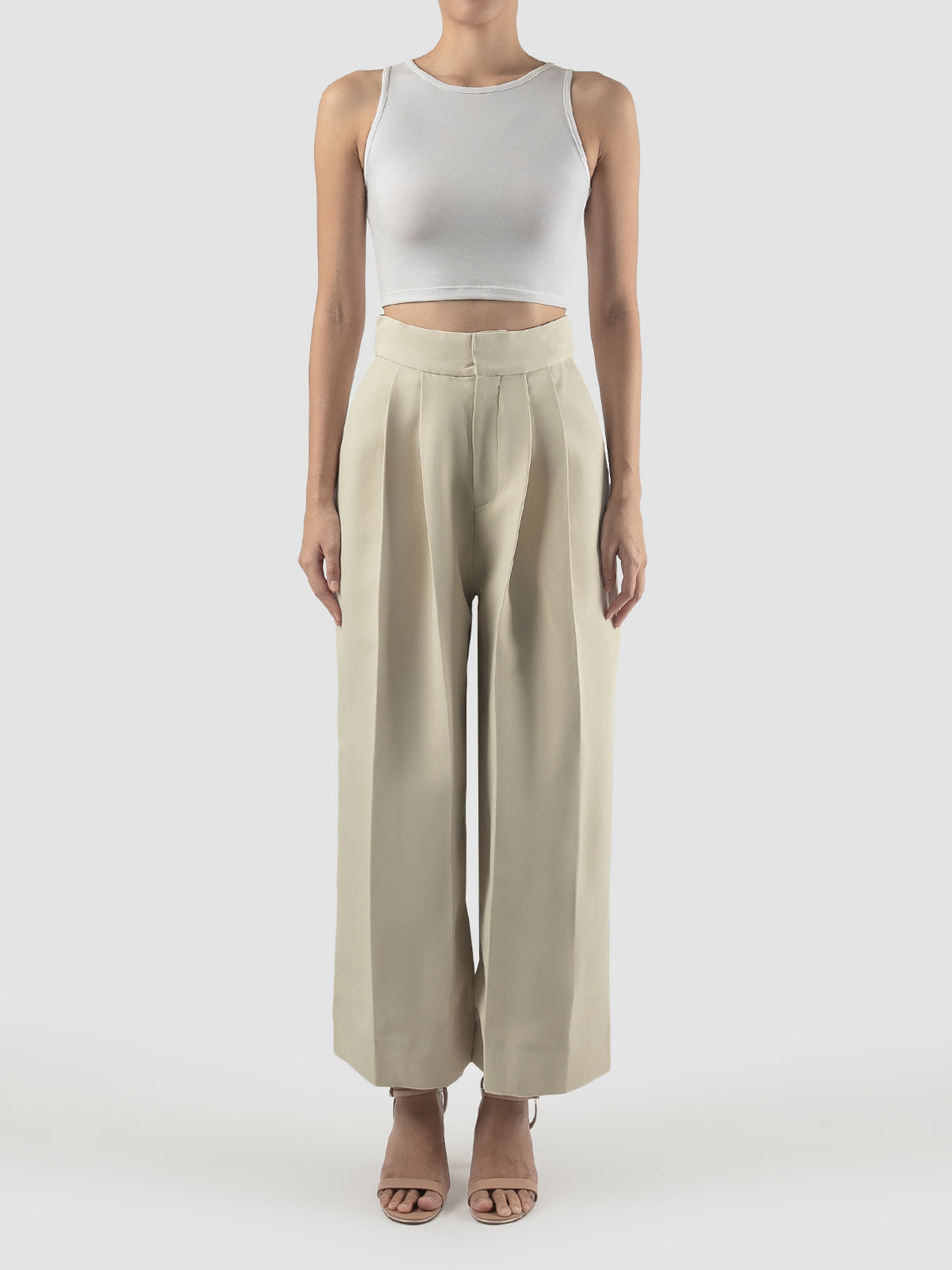 Eggshell white tailored pleated pants – PILLAR