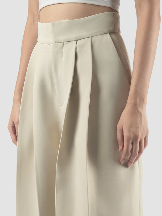 Eggshell white tailored pleated pants