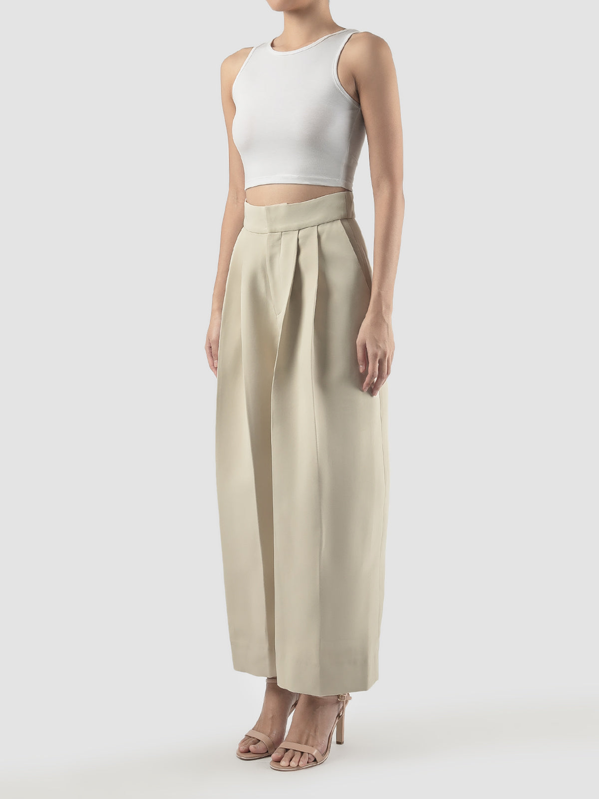 Whit Shell Pants Eggshell white tailored pleated pants – PILLAR