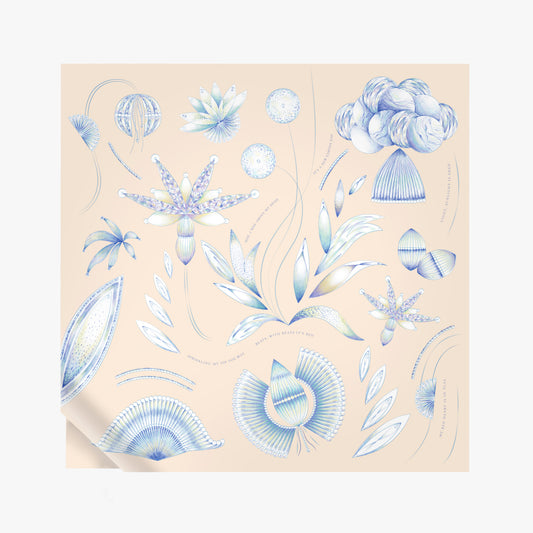 Nude-blue Tibia silk scarf